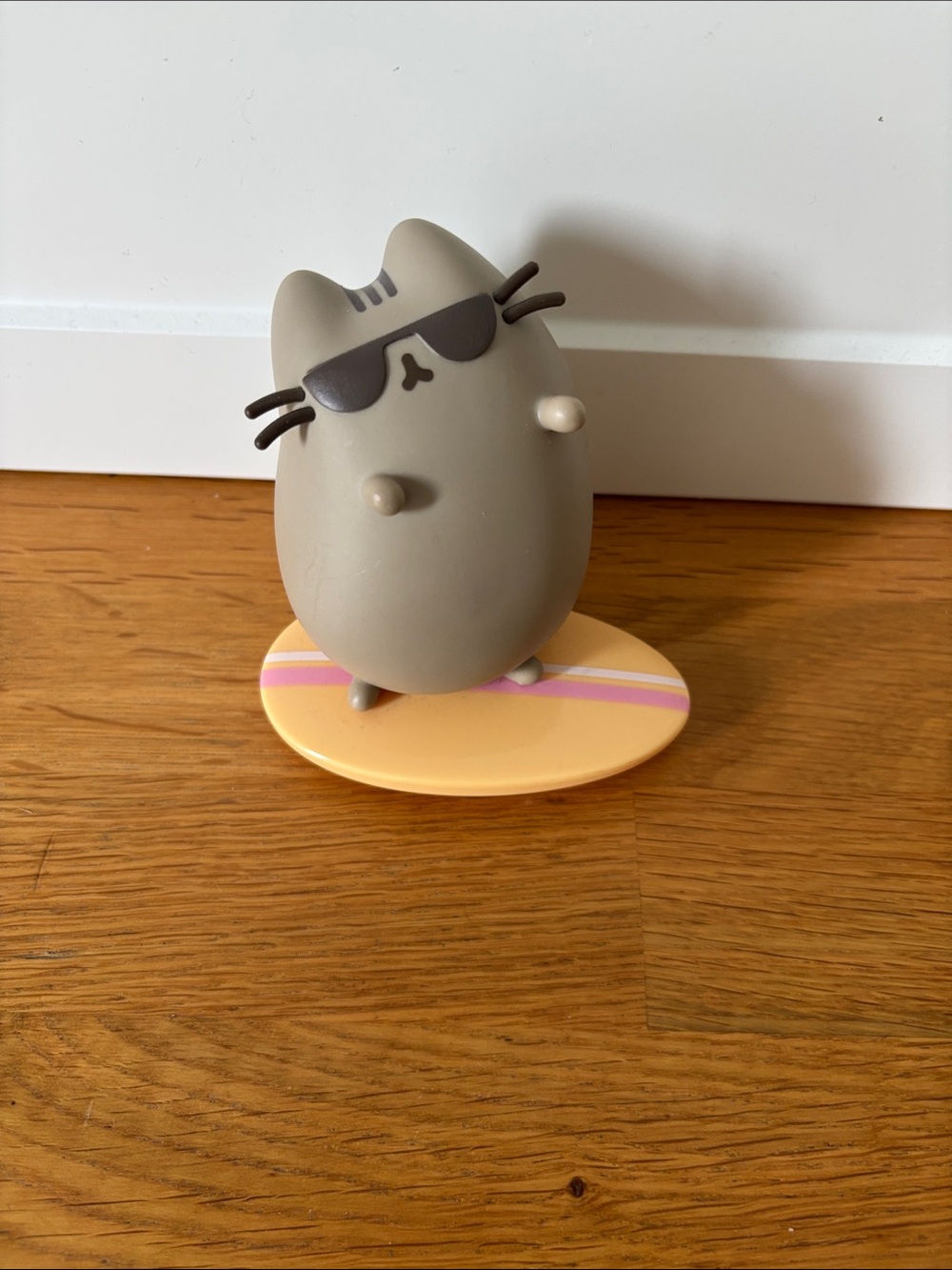 Pusheen Gray Cat Figure with Sunglasses on Yellow Surfboard